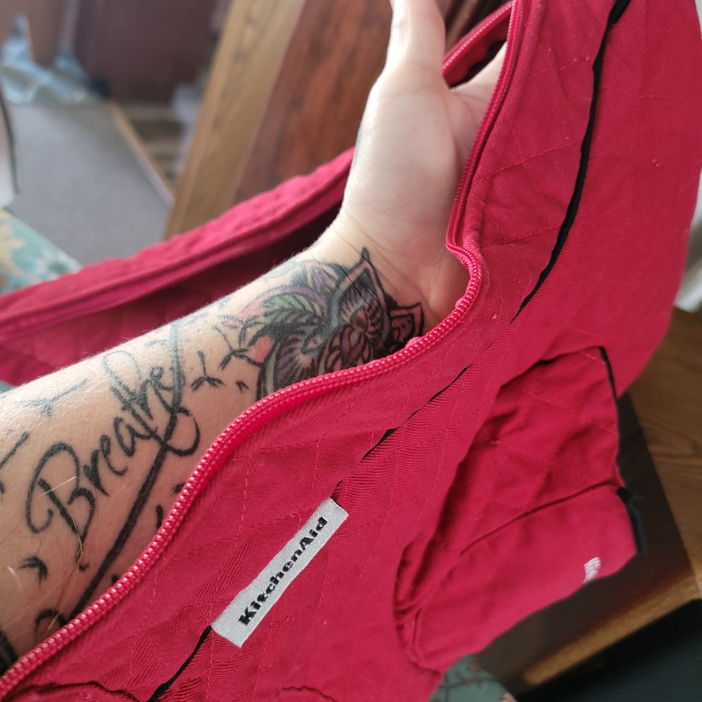 KitchenAid Quilted Red Mixer Cover with Pocket - Picture 2 of 3